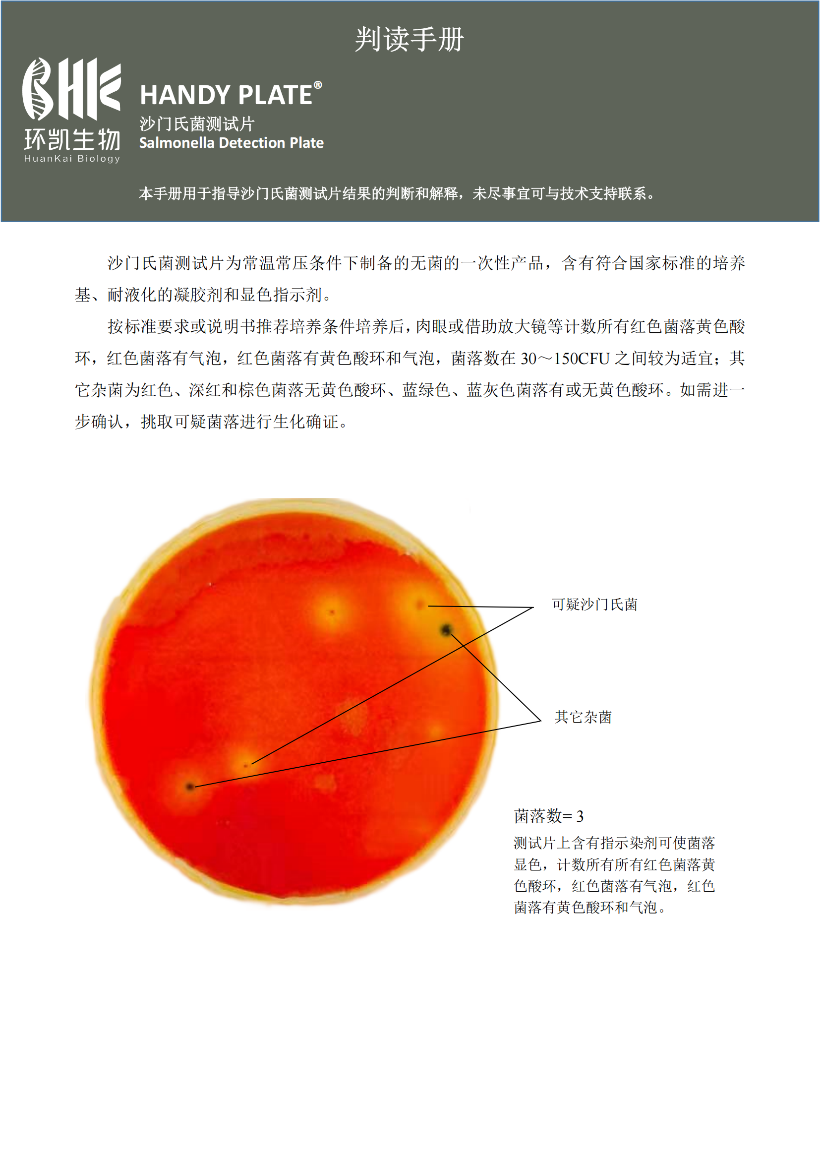 沙門氏菌測試片 判讀手冊