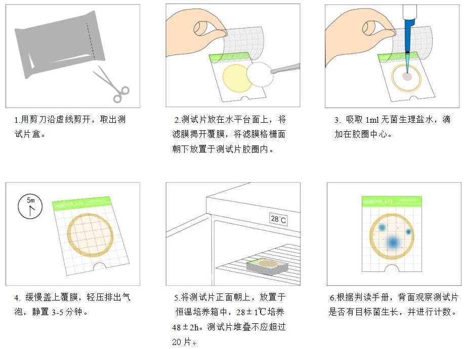 Handy plate®快速霉菌酵母測(cè)試片（適用濾膜） 操作圖解